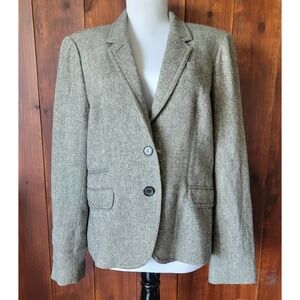 J.Crew Schoolboy Tweed Blazer Women's 14 Gray Wool Blend Textured Career Jacket